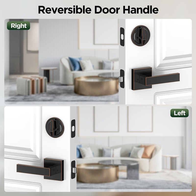 MAXECURITY Bronze Front Door Lock Set, Modern Exterior Door Handle