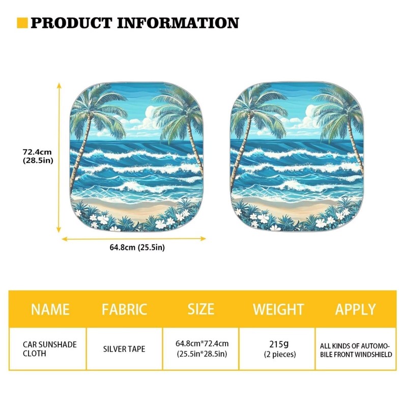 Coldinair Hawaii Palm Tree Ocean Wave Windshield Sun Shade for