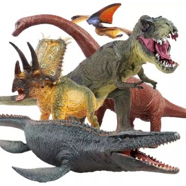 Jaysompro 5 PCS 8-15” Jumbo Dinosaur Set -Realistic Looking Dinosaur Figures with Play Mat