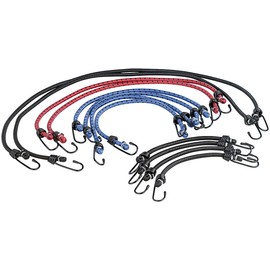 AGT Gepäckspanner Fahrrad: 12er-Set extra-starke Universal-Gepäckspanner in 4 Längen (Spanngummi Set, Gepäckspanner kurz, Gepäckspinne)