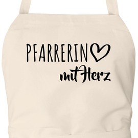 huuraa Apron Pastor with Heart Unisex Apron with Motif for the Greatest People Gift Idea for Friends and Family, natural