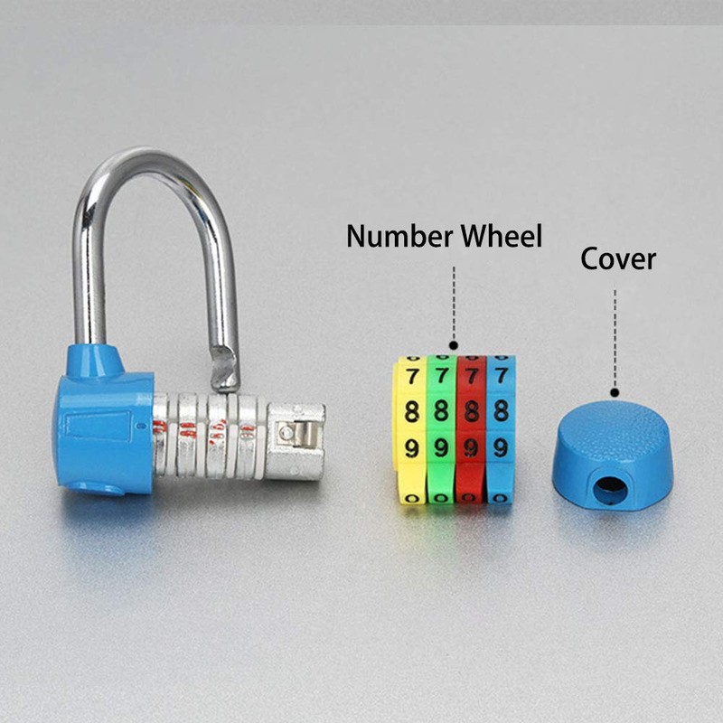 4-Digit Combination Padlock, Colourful Dials Security Password Lock for Gym,