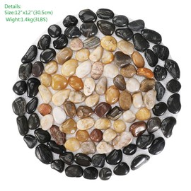 Garden Path Stepping Stone- 12 Inch Round Therapeutic Massage Stones, 3pcs Outdoor Decorative Stone Mats for Yard Pathway, Non-Slip Acupressure Flooring (Eco-Friendly, Polished River Rock)