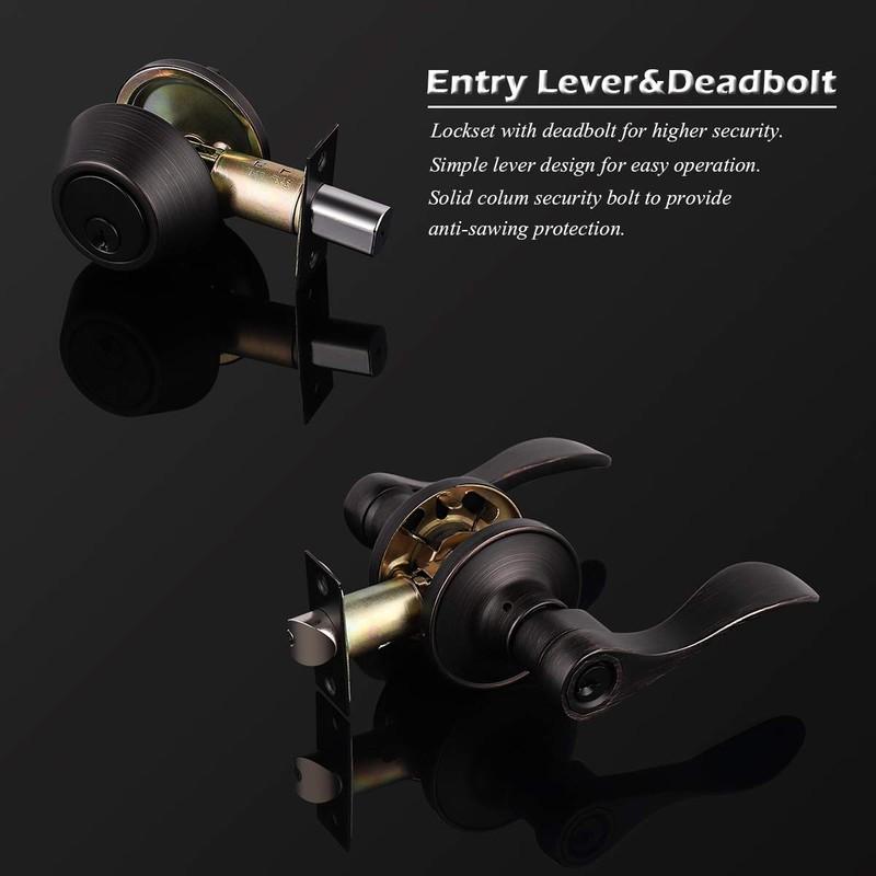 Oil Rubbed Bronze Keyed-Alike Door Levers and Double Cylinder Deadbolts