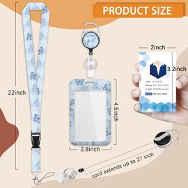 Colourful Butterfly ID Badge Holder with Lanyard and Retractable Badge Reel Clip,Keychain Name Badge Clip for Teacher Women Student Nurse