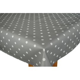 Karina Home Slate Grey Polka Dotty Wipe Clean Tablecloth Vinyl 200cm x 140cm
