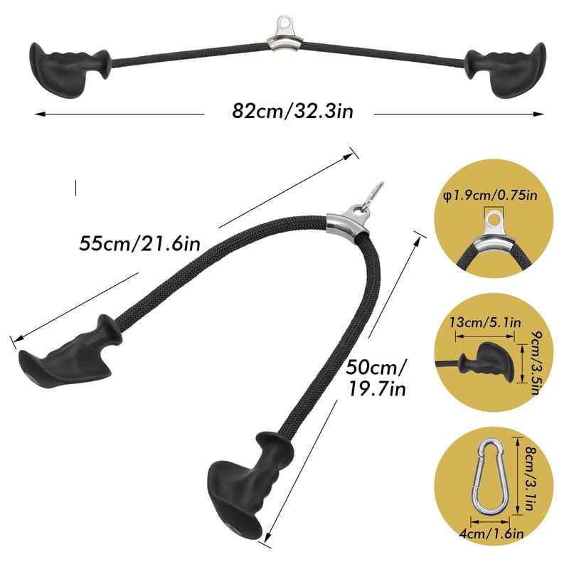 KIKIGOAL Ergonomic Triceps Pull Down Rope with Non-Slip Handles,Forearm Trainer