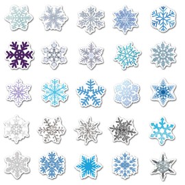 Snowflake Stickers for Water Bottle, Winter Christmas Snowflakes for Laptop, Phone, Windows, Extra Durable Vinyl Decal (Snowflake 50 Pack)