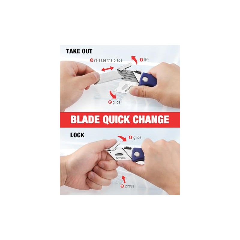 WORKPRO Folding Utility Knife, Quick-Change Box Cutter, Blade Storage in