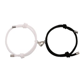 tenghong2021 2pcs Magnetic Couple Bracelets for Women Men, Sun and Moon Attraction Matching Bracelet Lover Gifts for Boyfriend Girlfriend Best Friend-Black White Heart Magnet