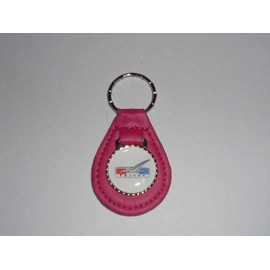 1960's FALCON LOGO LEATHER KEYCHAIN - MAGENTA