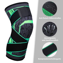 Yasdyri Knee Support Compression Knee Support with Adjustable Shoulder Strap for Men and Women for Meniscus Tear, Arthritis, ACL, Weightlifting, Basketball, Sports, 1 Piece (Green, M)