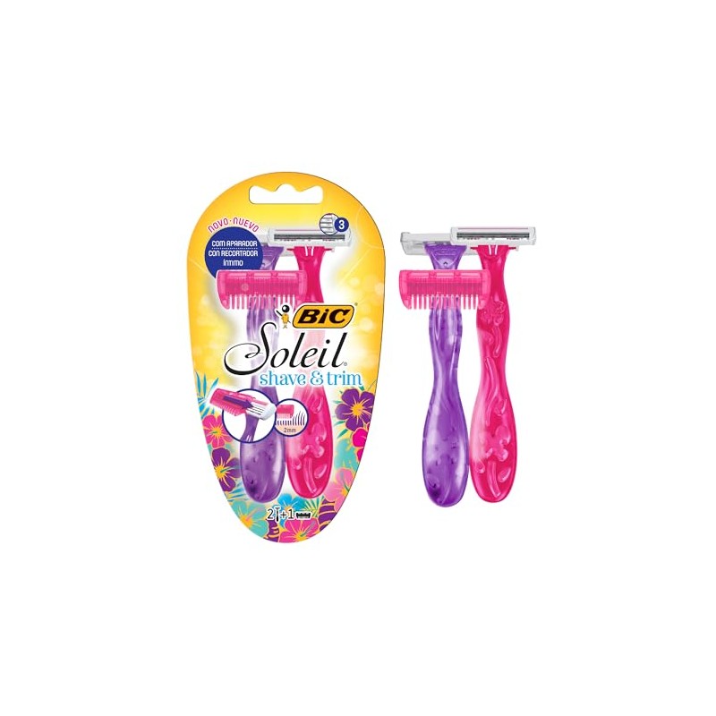 BIC, Soleil Shave & Trim, Rastrillo para Mujer, con Recortador