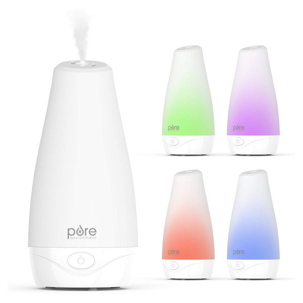 Pure Enrichment® PureSpa™ Essential Oil Diffuser - Compact Ultrasonic Aromatherapy Diffuser, Natural Air Deodorizer, 100ml Water Tank, and Optional Mood Light - Lasts Up to 7 Hours with Auto Shut-Off