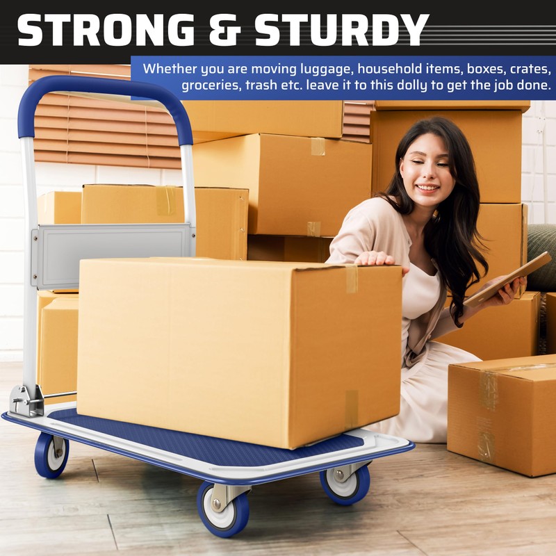 Heavy Duty Foldable Push Cart Dolly | 330 lbs. Capacity
