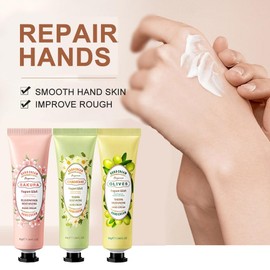 Chamomile, Cherry Blossom and Olive Hand Cream, Hand Moisturising Cream for Rough, Stressed Skin, Gentle Care Cream for Dry Hands, Birthday Gift, Christmas Gifts for Women, Men, Mum, Grandma, 3 Pieces