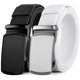 DOOPAI Belt Men, elastic golf belts for men, 2 Pack Nylon Ratchet Belt Mens Belts Casual, Adjustable Trim to Fit