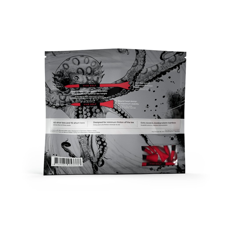 Vice Golf Tees | Neon Red | 60 Driver Tees