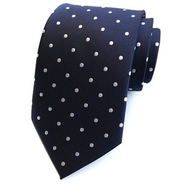 Vizakiss - Corbatas de diseño a rayas para hombre con estampado de jacquard, diseño formal de negocios, Lunares azul marino y blanco, Talla única