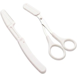 Perfilador Facial Blanco con Peine y Tijera Modelador para Cejas Bigote y Vello Facial Corte Preciso Diseño Ligero y Ergonómico Ideal para Hombres y Mujeres en Rutina de Estilo