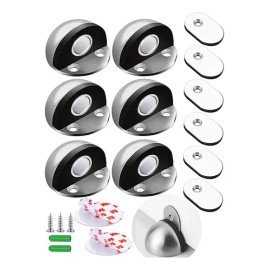 Topes para Puertas Chicon Pack 6 Magnéticos Acero Inoxidable con Goma