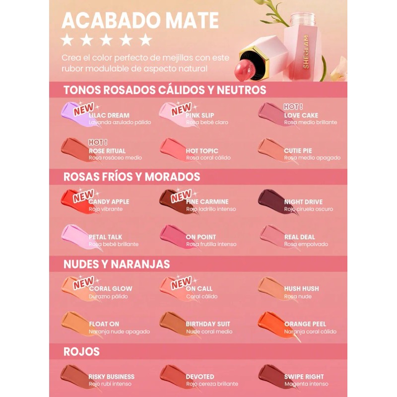 SHEGLAM Color Bloom Rubor Líquido Mate - Hot Topic Blush