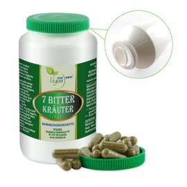 VITA IDEAL Vegan® Vitaide 7 - Bitter Herbs 90 Capsules - Daily Serving 900 mg Bitter Herb Powder from Bibernelle Wormwood Yarrow Fennel Seeds Cumin Seeds Anise Juniper Berries - Original