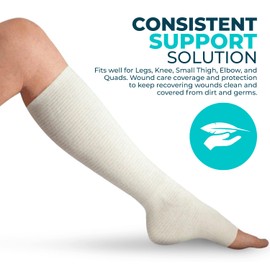 Premium Elastic Tubular Medical Bandage Size E Stockinette, 5 Sets - 3.4 in Wide x 18 in Long Plus Medical Scissors to Trim to fit.