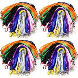 Gueevin 500 Pcs Lanyard Bulk Lanyards for Id Badges Lanyards for Keys Safety Woven Badge Lanyard with Clip Swivel J Hooks (Assorted Colors)