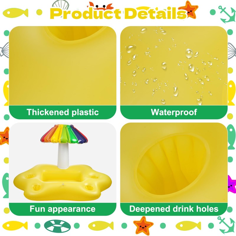 Floating Drink Holder for Pool (Yellow Mushroom)