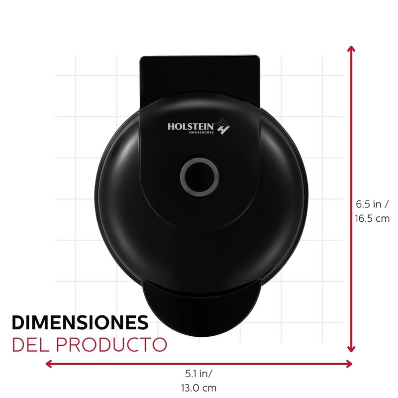 Holstein Housewares Personal Non-Stick Waffle Maker, Black - 4-inch Waffles