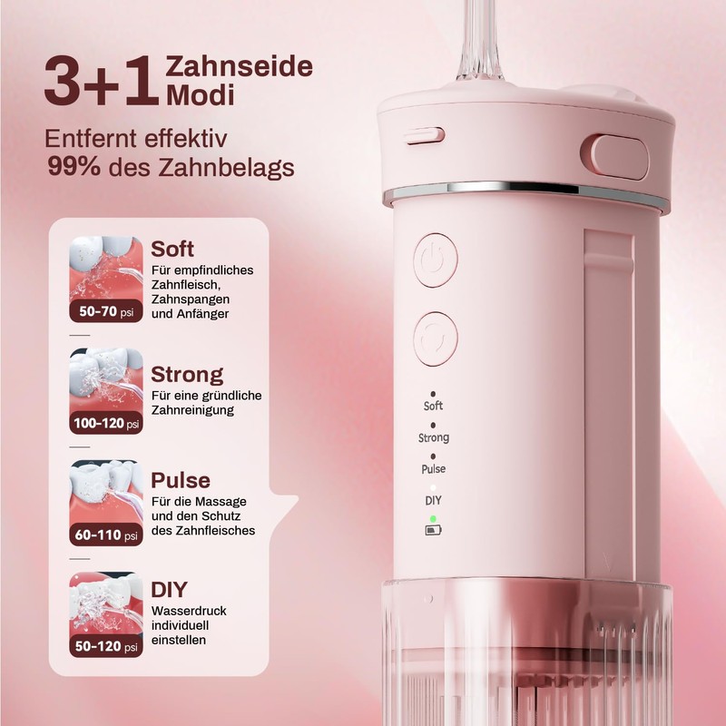 JTF Oral Irrigator Wireless Electric Tooth Cleaning (Pink)