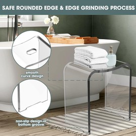 May in Color Acrylic Shower Bench, Clear Shower Stool for Inside Shower, Modern Shower Chair Bath Seat with Rounded Edge, 300lbs Weight Capacity