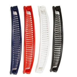 Mytoptrendz®- Set of 4 PCS 6 Inch Long Slim Curved 4 Banana Clips Slim Long Hair Comb Barrette Ponytail Holder Retro Hair Clip Girls Women Accessories (Red, Navy, Black and white- Spec colour)
