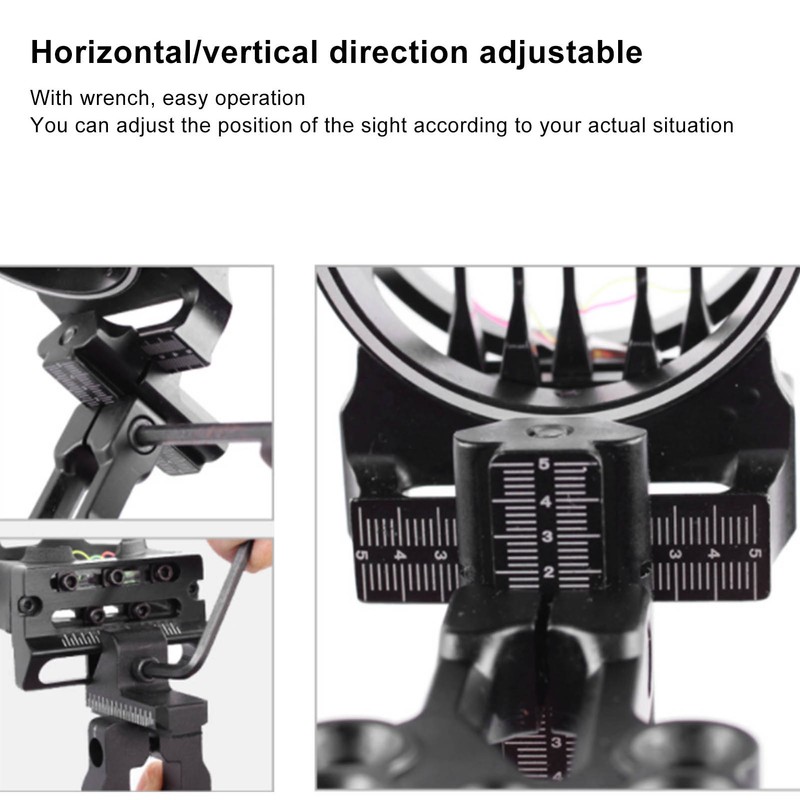 Bow Sight 5 Pin Archery Sight Aluminum with 0.019 Horizontal