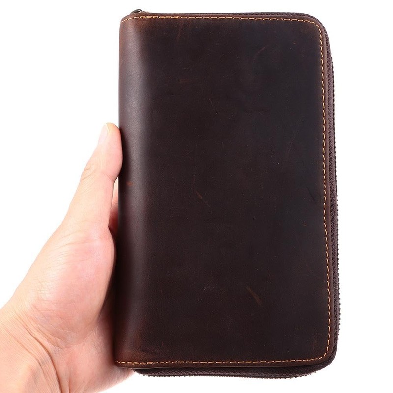 Risedot Zippered Pen Organizer, Leather Zippered Pen Pouch, Fountain Roller