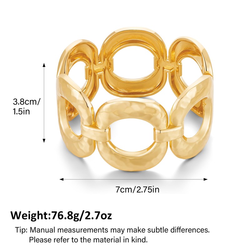 MIJENITI Chunky Gold Bangle Bracelets for Women Thick Wide Ellipse