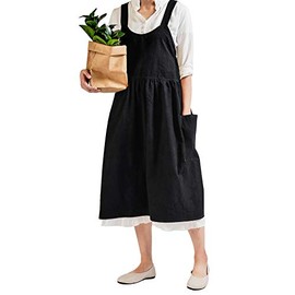 Nanxson CF3088 Women's Cotton Linen Apron Kitchen Apron Bib Apron Work Apron, black