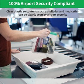 Transparente Reise-Kulturbeutel (kein Druck, kein Risiko der Ablehnung, Flughafensicherheit, Flüssigkeitstaschen, 20 x 20 cm, 1 Liter, erfüllt die Kriterien, 100 % wasserdicht und auslaufsicher, Grün