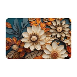 Tewujay Flannel Bath Mat - Non-Slip Quick-Dry Bathroom Rug with Stylish Prints, Eco-Friendly Absorbent Floor Mat for Shower, Poolside(Vibrant Designs, 20X31.5Inch)