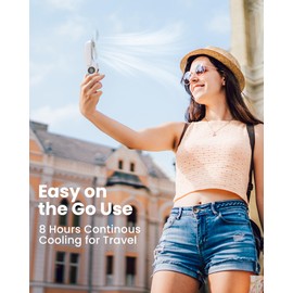 Koonie Portable Handheld Fan, Foldable Mini Hand Held Fan for Travel, Small Pocket Fan for Women, Battery Operated Fan with 8 Working Hours for Indoor Outdoor White