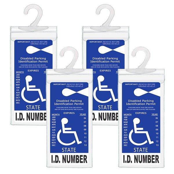 Handicapped Parking Placard Holder - Disabled Placard Protective Mirror Tag Holder with Larger Hanger by Tbuymax(Set of 4)