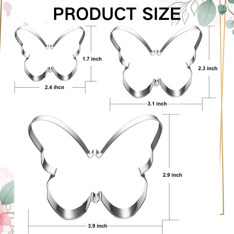 LUBTOSMN Butterfly Cookie Cutter Set-Size 3.9" 3.1" 2.4"-3 Piece-Butterfly Fondant