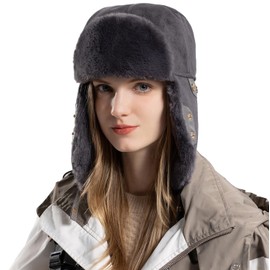 HUAMULAN Women Men Winter Trapper Hats Ear Flaps Ushanka Trooper Hunting Hat Outdoor Ski Snow Windproof Cap