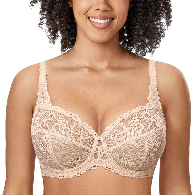 DELIMIRA Women's Plus Size Bra Full Coverage Minimiser Non Padded