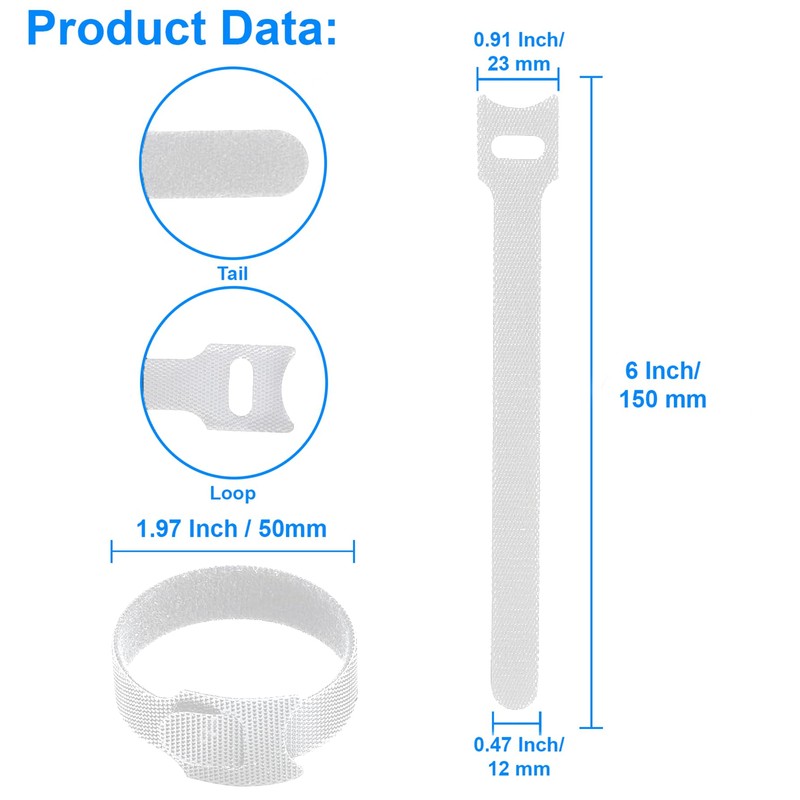 California JOS 60 PCS 6 Inches Reusable Cable Ties, Wire