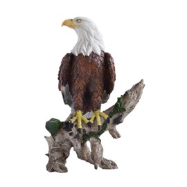 Generic Perching Bald Eagle Statue Resin Ornament Desk Decoration Decorative Hand Painted Height 23cm for Study Room, Cafe Bar