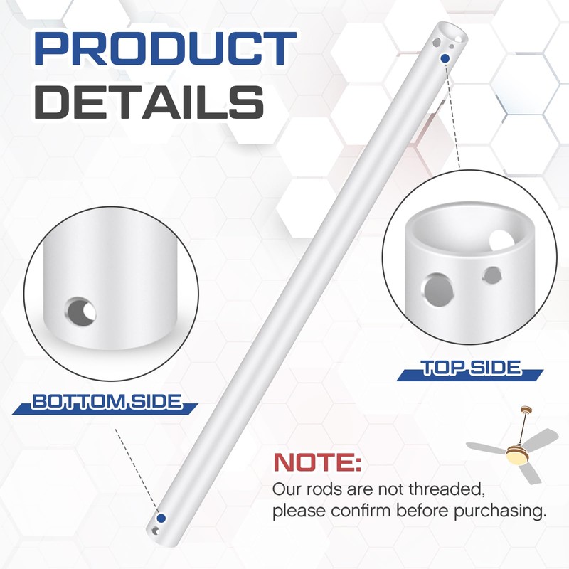 VIHOSE 24 Inch Ceiling Fan Downrod with Extension Cord 2