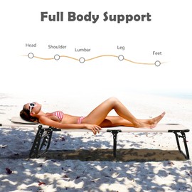 COSTWAY Folding Chaise Lounge Chair Bed Adjustable Patio Beach Camping Recliner Beige