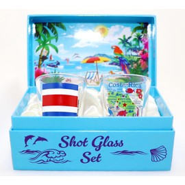 Costa Rica Central America Boxed Shot Glass Set (Set of 2)